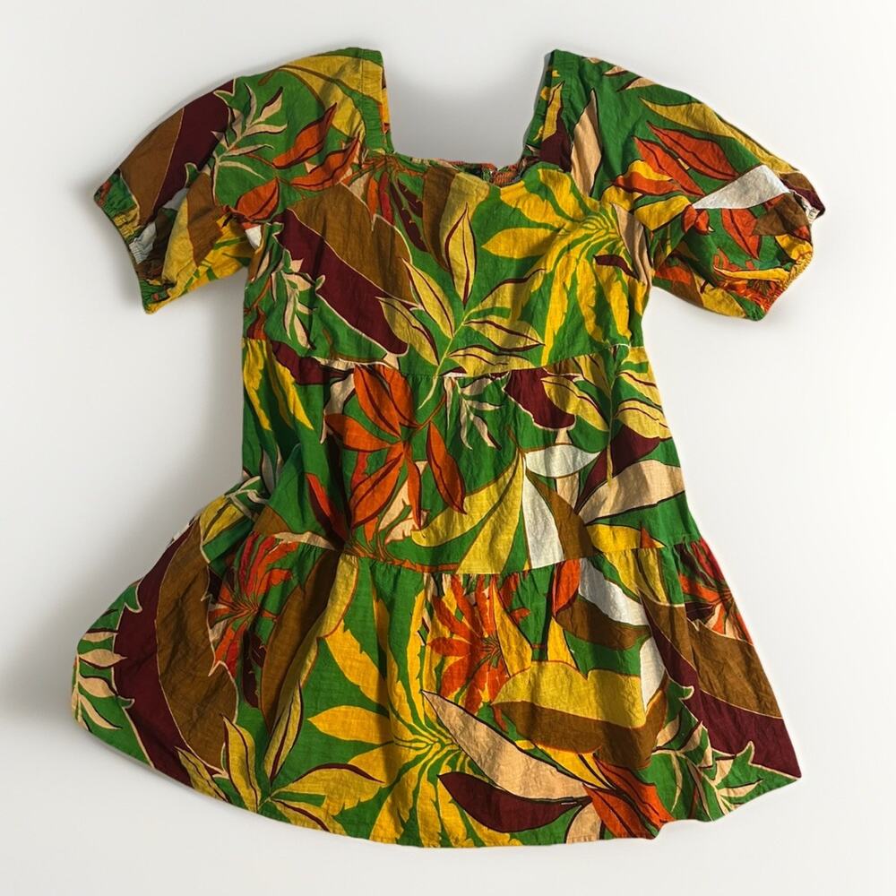 Mlle Gabrielle 100% Cotton Tropical Sundress 3X Plus Boho Smocked Tiered Midi